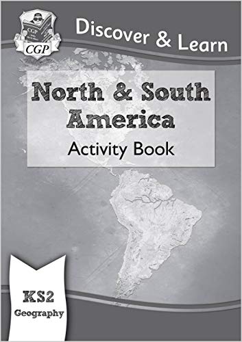 Geography activity book cover with maps of North and South America.