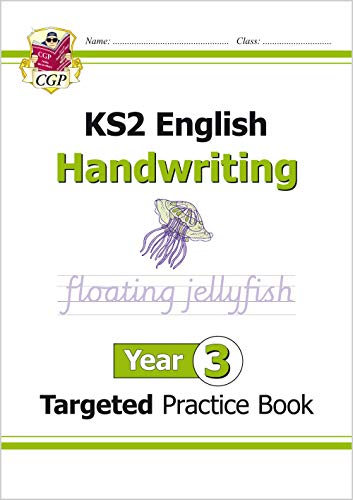 CGP KS2 English Handwriting Year 3 Targeted Practice Book cover with a jellyfish illustration.