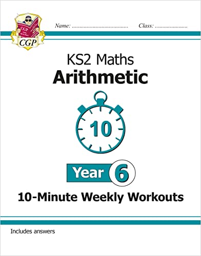 CGP Year 6 Maths Arithmetic workbook cover with a stopwatch icon showing 10 minutes.