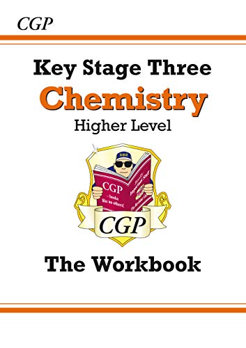 Front cover of the CGP Key Stage Three Chemistry Higher Level workbook.