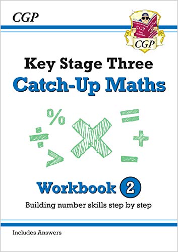 CGP Key Stage Three Catch-Up Maths Workbook 2 cover with green mathematical symbols.