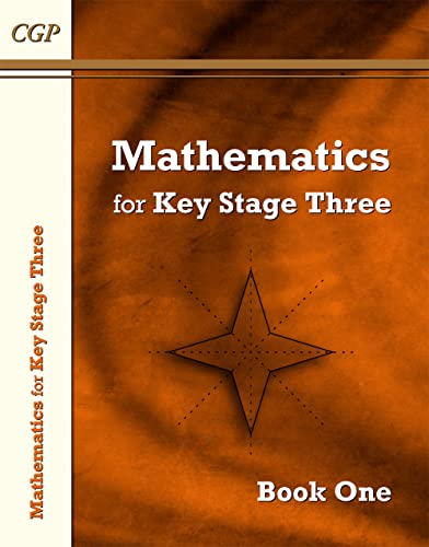 CGP Mathematics for Key Stage Three Book One textbook cover with orange textured background.