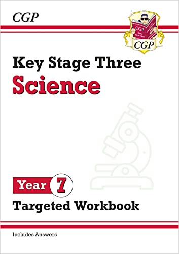 CGP Key Stage Three Science Year 7 Targeted Workbook cover with microscope illustration.