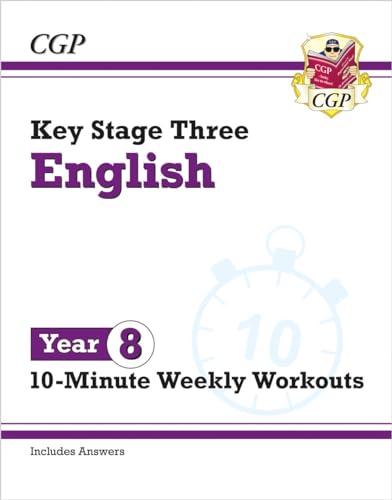 CGP Key Stage Three English Year 8 10-Minute Weekly Workouts study book cover.