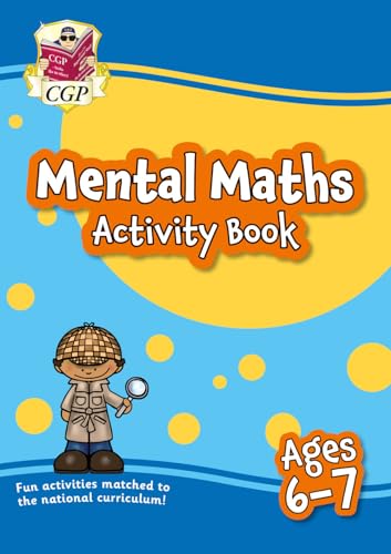 Bright blue and yellow cover of a "Mental Maths" activity book for ages 6-7.