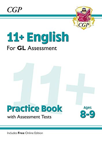 CGP 11+ English practice book for GL Assessment, ages 8-9, with white cover.