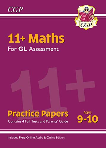 Purple cover of "11+ Maths Practice Papers" for ages 9-10.