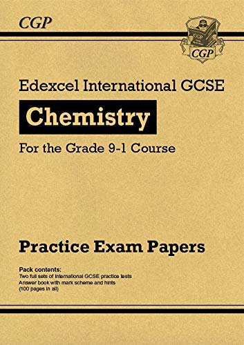 CGP Edexcel International GCSE Chemistry practice exam papers book cover on tan background.