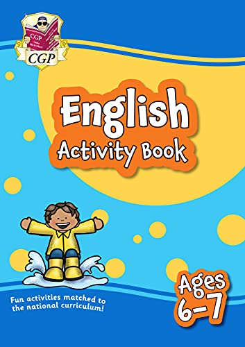 CGP English Activity Book for ages 6-7 with a child splashing in a puddle.