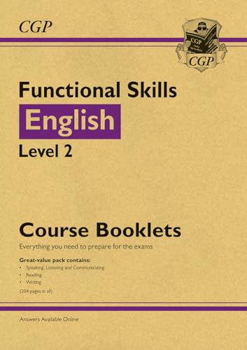CGP Functional Skills English Level 2 course booklets pack cover with tan background.