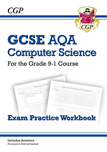 GCSE Computer Science AQA exam practice workbook with sample pages.