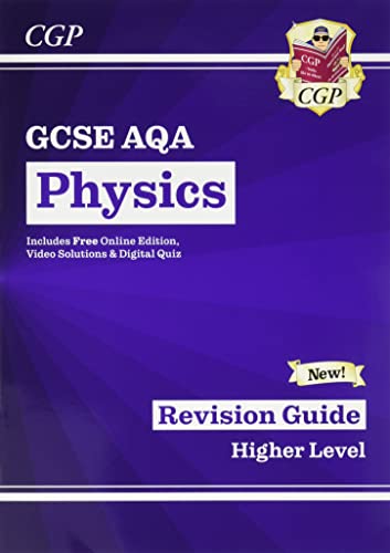 Purple GCSE Physics AQA revision guide with "Higher Level" text.