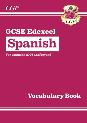 Red GCSE Spanish vocabulary book cover, Edexcel, for 2026 exams.
