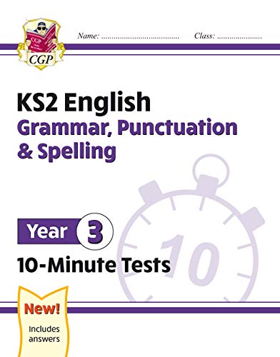 CGP Year 3 English Grammar, Punctuation and Spelling 10-Minute Tests workbook cover.