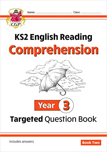 CGP Year 3 English Reading Comprehension Book 2 cover with an umbrella illustration.
