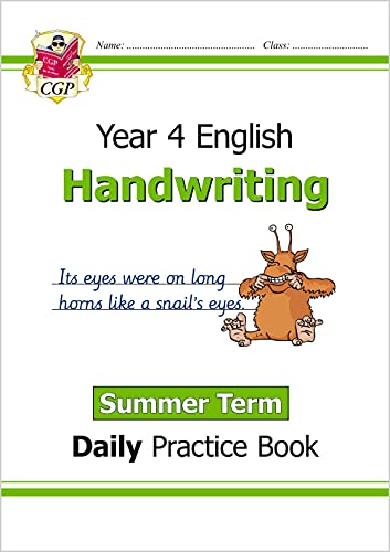 CGP Year 4 Handwriting Daily Practice Book for Summer Term with a cartoon monster.