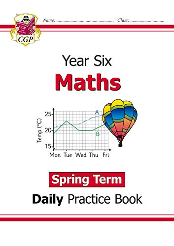 Year 6 maths practice book cover with graph and hot air balloon.