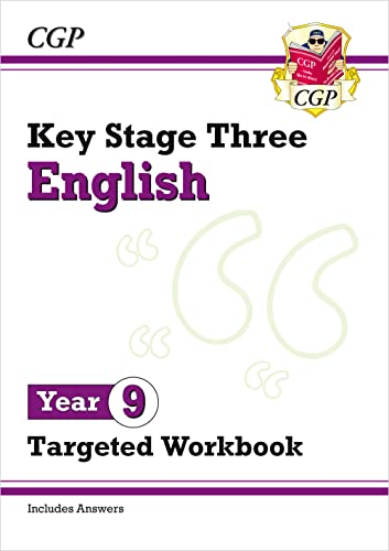 CGP Key Stage Three English Year 9 Targeted Workbook cover with answers.
