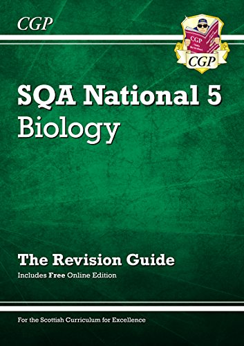 CGP SQA National 5 Biology revision guide book cover with green textured background.
