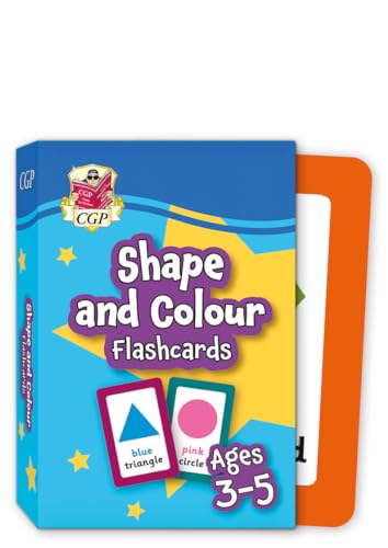 Box of colourful shape and colour flashcards for young children.
