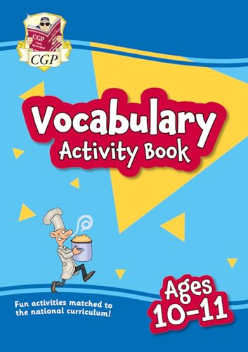 Colorful cover of a vocabulary activity book for ages 10-11.