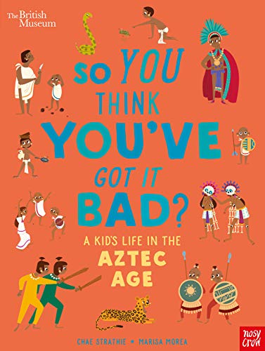 Book cover depicting Aztec children and scenes in bright, illustrative style.