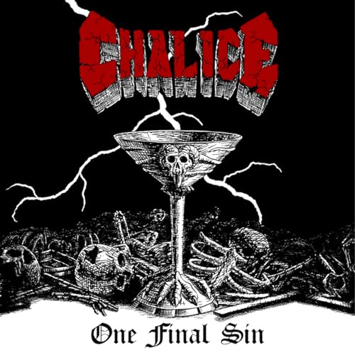 Album cover featuring a chalice, skulls, and lightning bolts with red text above.