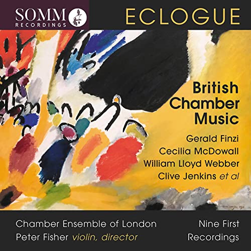 CD cover for “Eclogue” featuring abstract colorful painting and composer names.