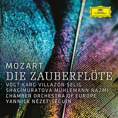 A CD cover featuring iridescent feathers and white text with a yellow Deutsche Grammophon logo.