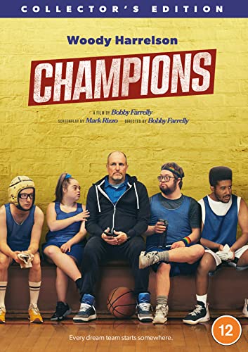 Champions" DVD cover featuring Woody Harrelson with a basketball team.