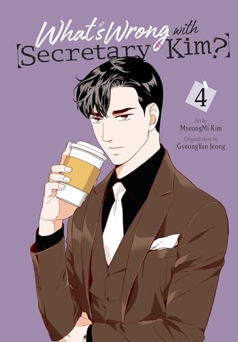 “What’s Wrong With Secretary Kim?” volume 4 cover featuring a man with coffee.