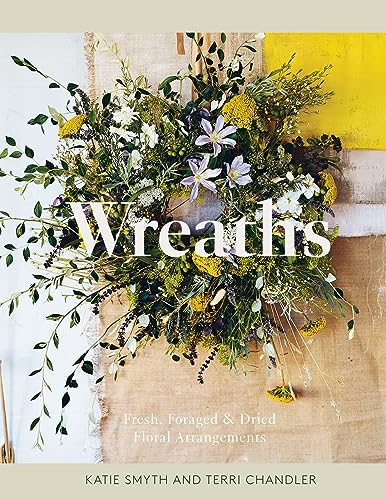 Book cover featuring three floral wreaths with text overlay.