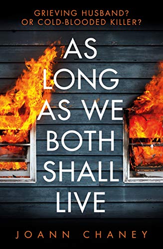 Book cover with a burning house and large white text title.