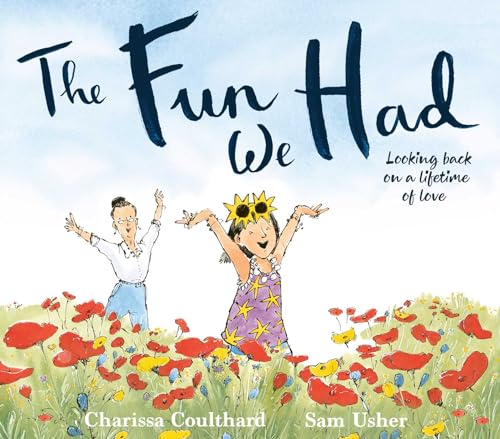 Book cover: two figures with arms raised in a poppy field.