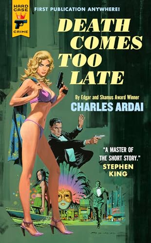 Vintage crime novel cover with a woman holding a gun, and a man shielding his face.