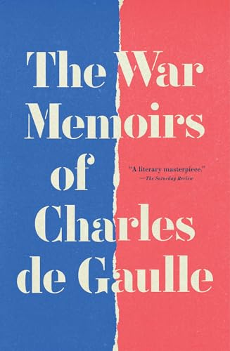 Book cover: "The War Memoirs of Charles de Gaulle" with blue and red halves.