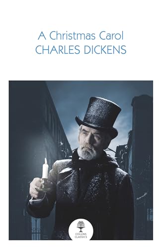 Book cover of “A Christmas Carol” featuring a man with a candle.