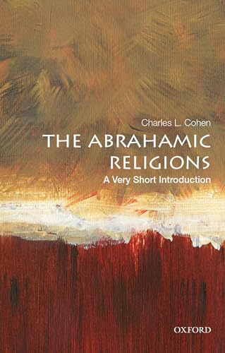 Book cover: "The Abrahamic Religions" with abstract painted background.