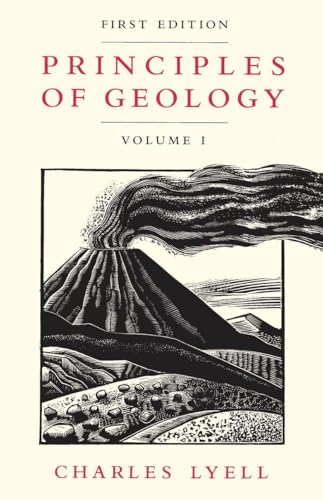 Book cover: "Principles of Geology, Volume I" with volcano illustration.