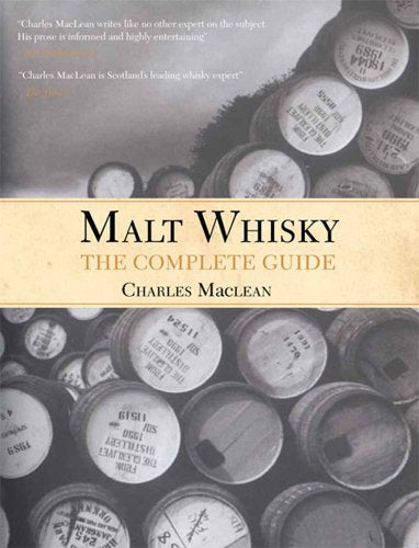 Book cover for "Malt Whisky: The Complete Guide" with whisky barrels.