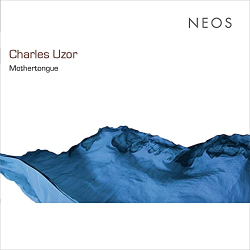CD cover for Charles Uzorās āMothertongueā with abstract blue mountain imagery.