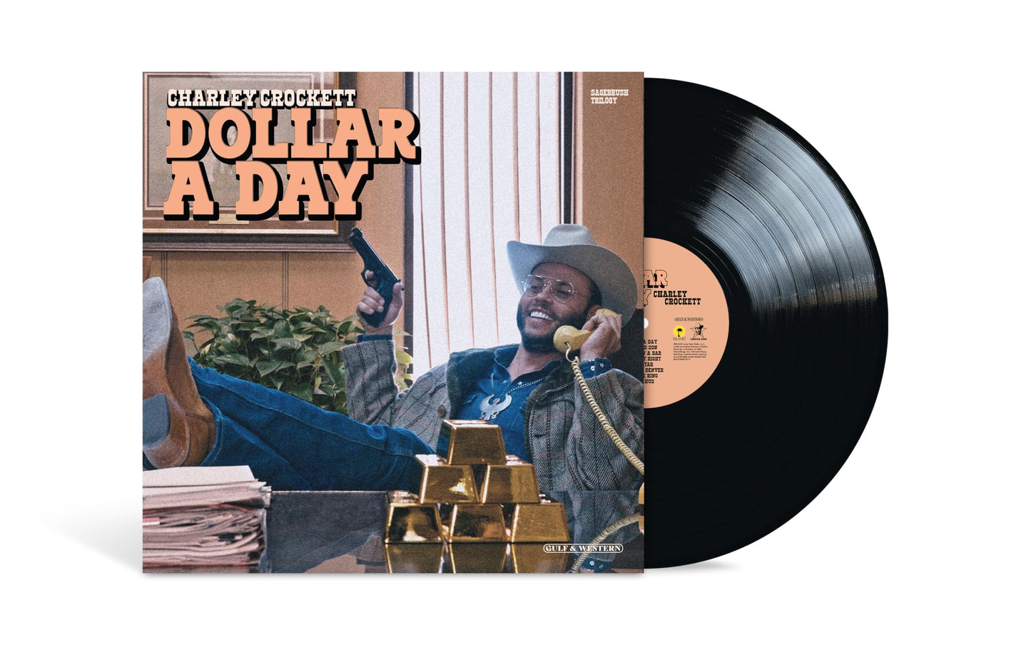 Charley Crockett "Dollar A Day" vinyl record with a vintage-style cover.