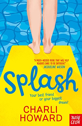 Book cover showing legs standing on a yellow diving board above blue pool water.