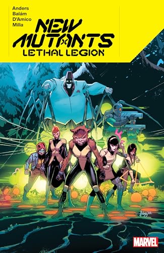 Comic book cover featuring the New Mutants facing a villain and robot.