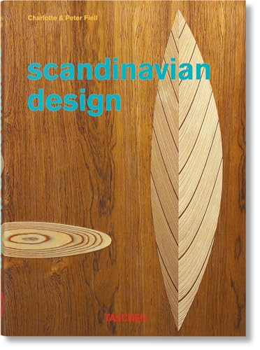 Book cover for “Scandinavian Design” with woodgrain texture and abstract shapes.