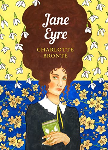 Book cover of "Jane Eyre" featuring a woman with large, curly hair.