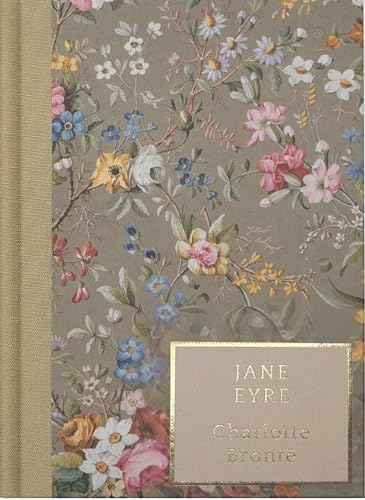 Hardcover book Jane Eyre with a floral pattern and a gold title label.