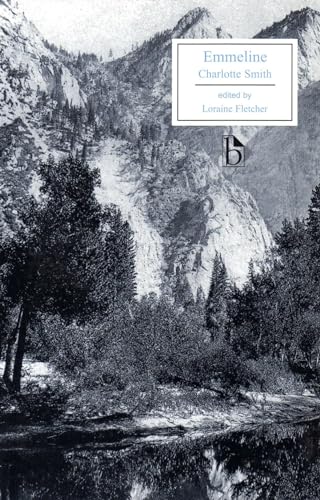 Book cover of Emmeline by Charlotte Smith, featuring a black and white mountain landscape.