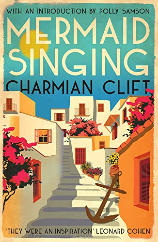 Book cover: "Mermaid Singing" with a coastal village scene and anchor.