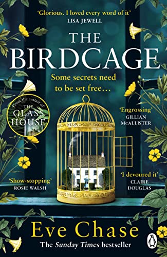 Book cover for "The Birdcage" featuring a gold birdcage with a house inside.